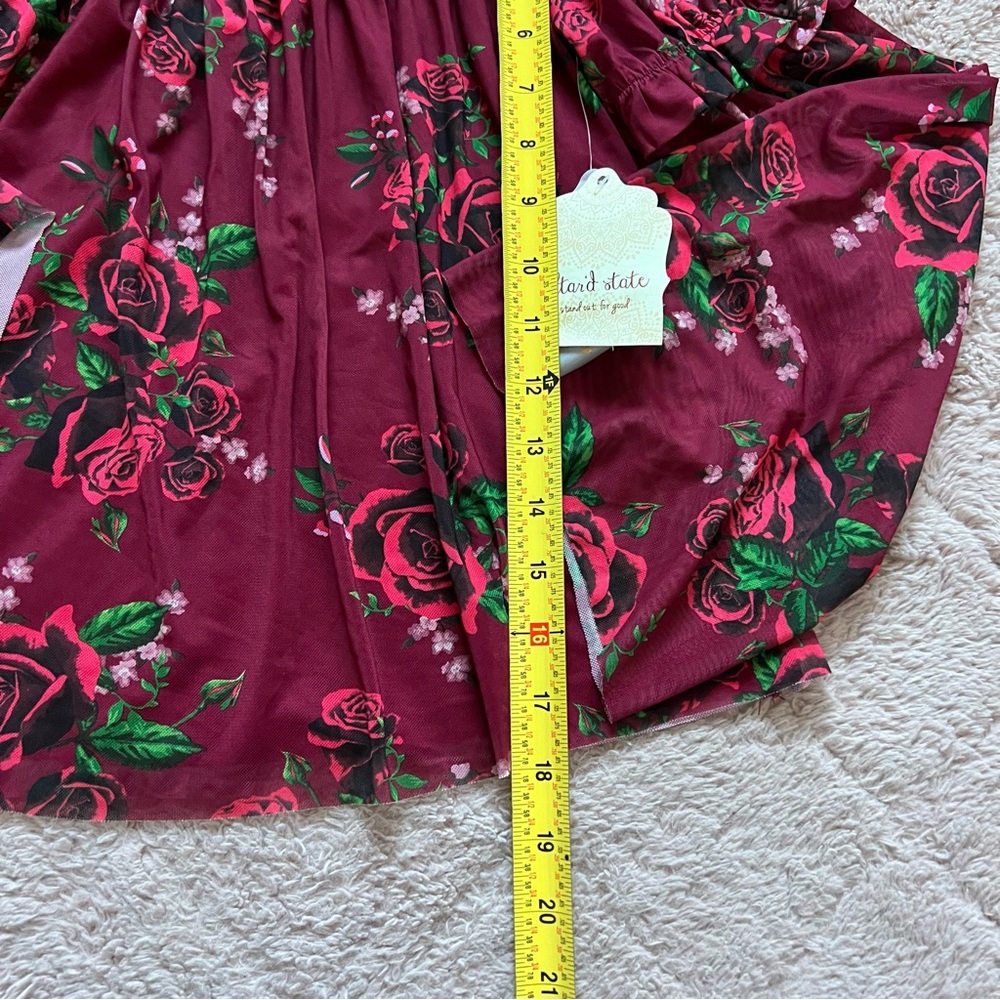 NWT Altar'd State Off The Shoulders Floral Ribbed Blouse Preppy Boho Size S - Picture 6 of 7